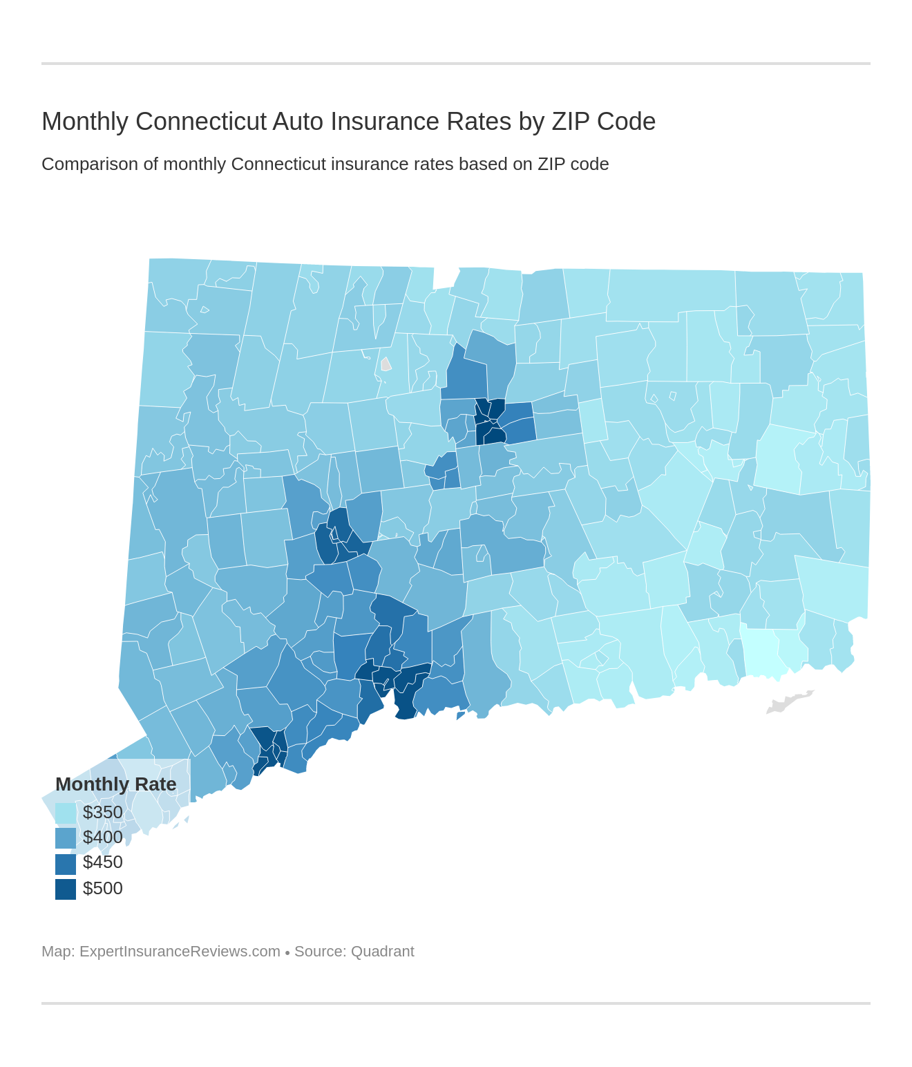 Monthly Connecticut Auto Insurance Rates by ZIP Code