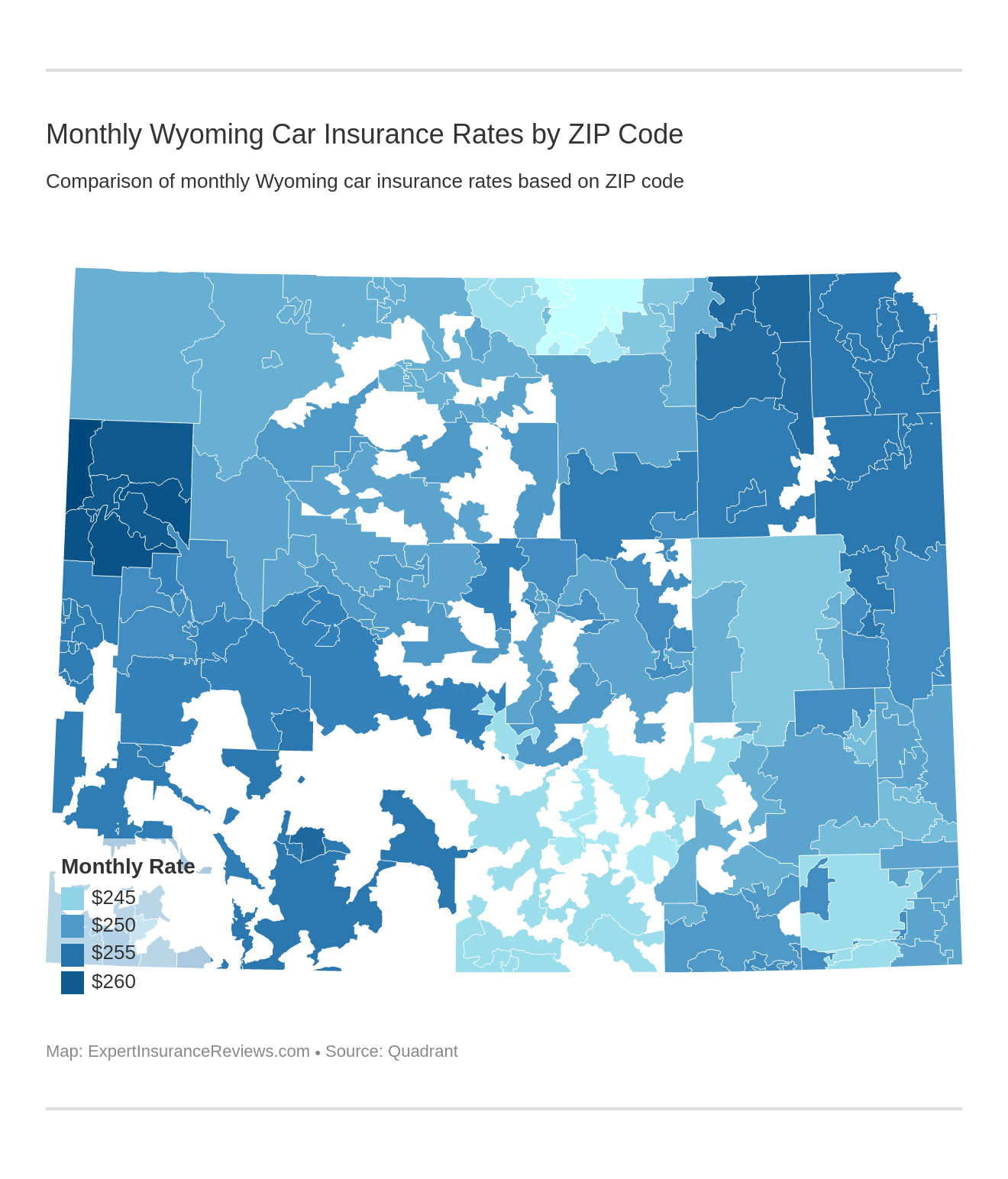 Monthly Wyoming Car Insurance Rates by ZIP Code